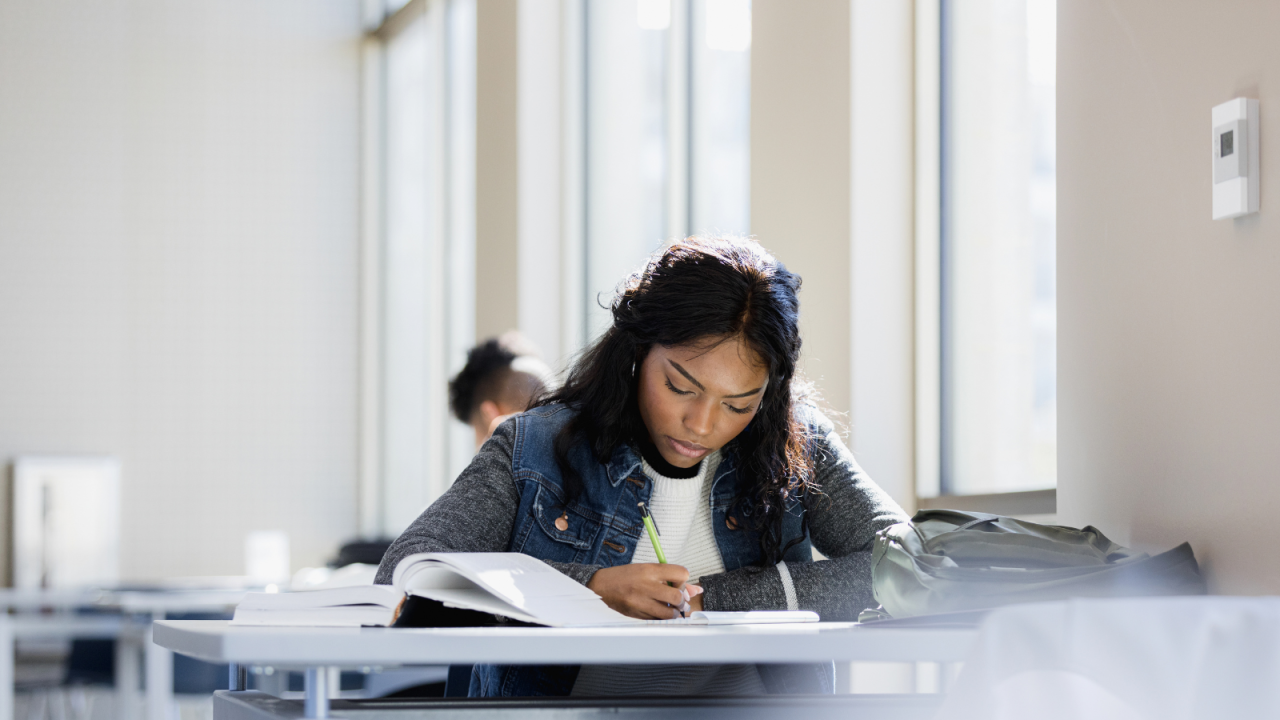 Student studying hard